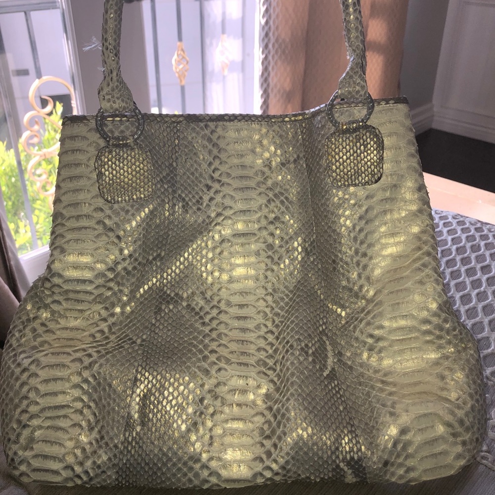Clara Kasavina Gold Grey Gonzalez Python Satchel … - image 7